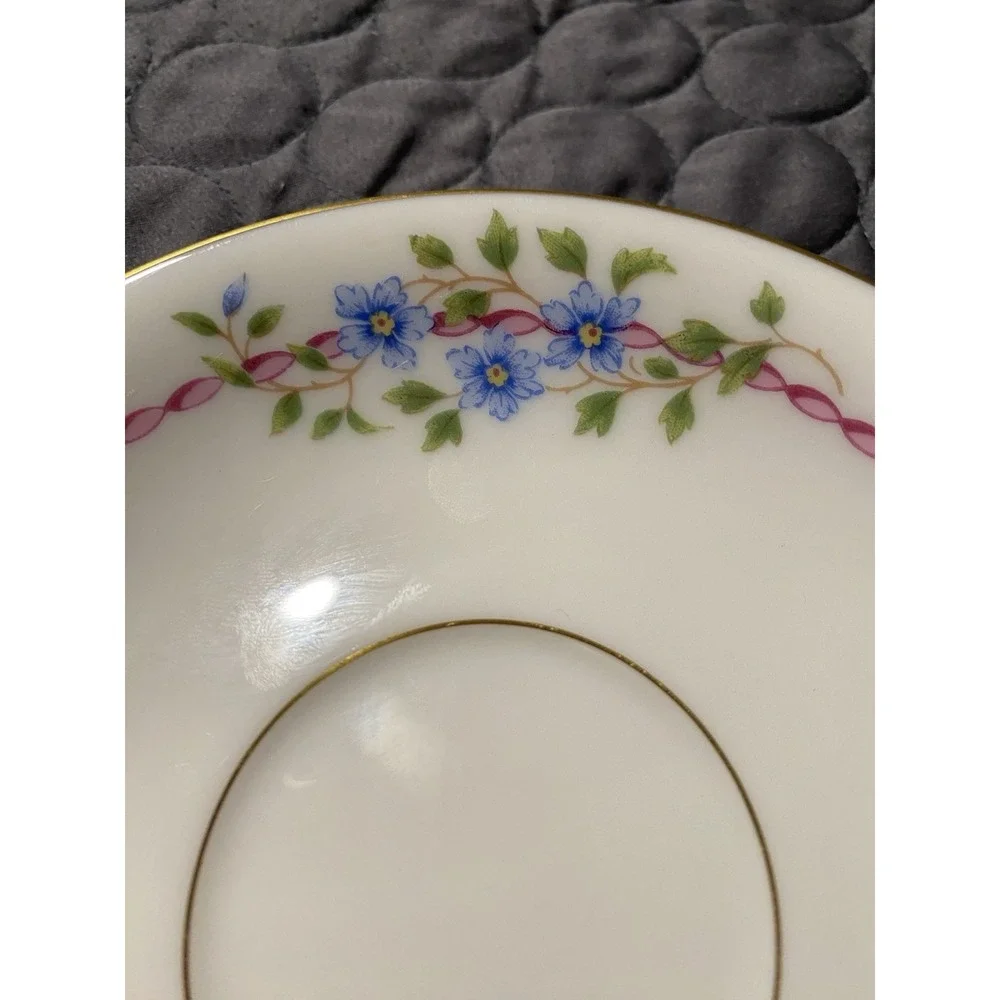 VNTG 1942-55 Lenox Belvidere Cup & Saucer Set Coffee/tea Flowers USA Porcelain